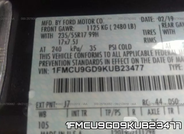 1FMCU9GD9KUB23477 фото 10