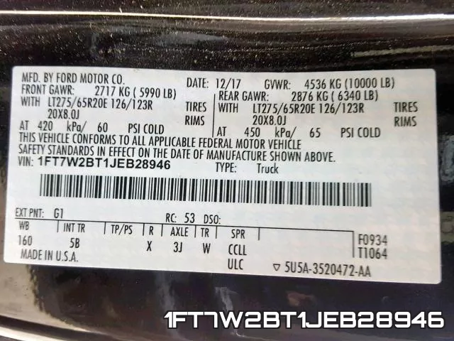 1FT7W2BT1JEB28946 фото 2