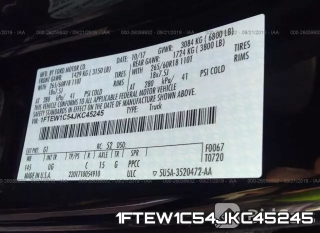 1FTEW1C54JKC45245 фото 10