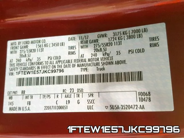 1FTEW1E57JKC99796 фото 2