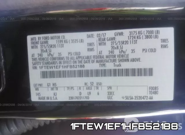 1FTEW1EF1HFB52188 фото 9