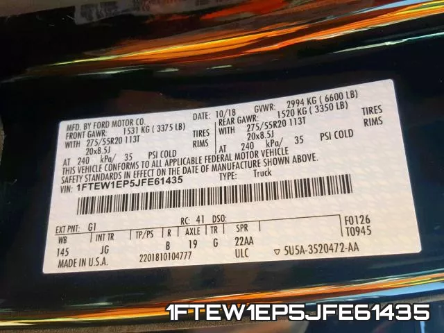 1FTEW1EP5JFE61435 фото 2