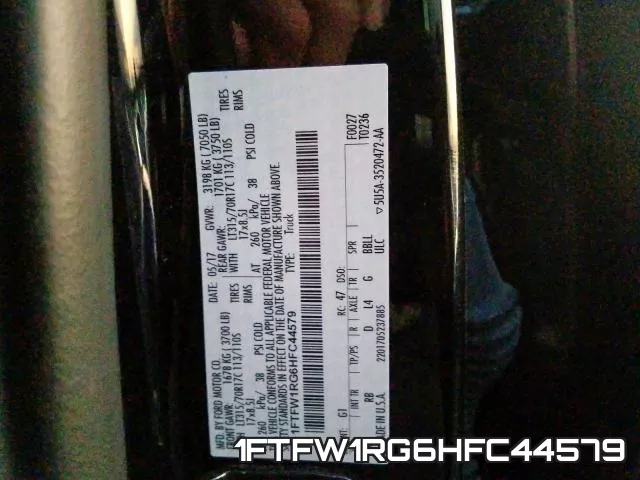 1FTFW1RG6HFC44579 фото 2