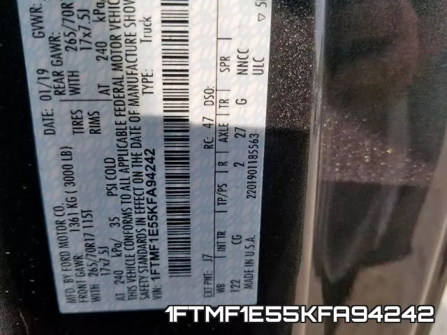 1FTMF1E55KFA94242 фото 2