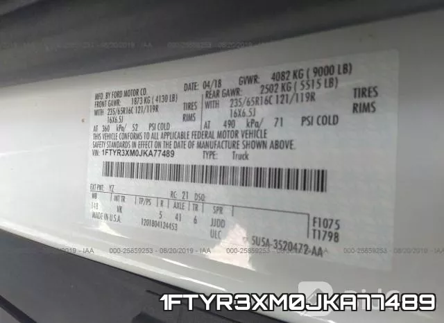 1FTYR3XM0JKA77489 фото 9