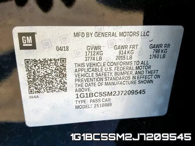 1G1BC5SM2J7209545 фото 2