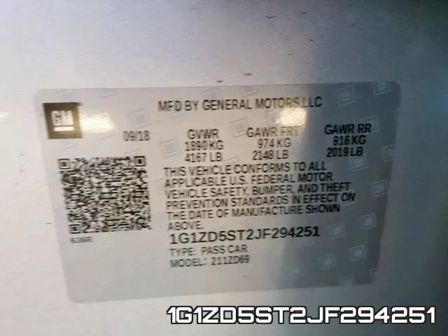 1G1ZD5ST2JF294251 фото 2
