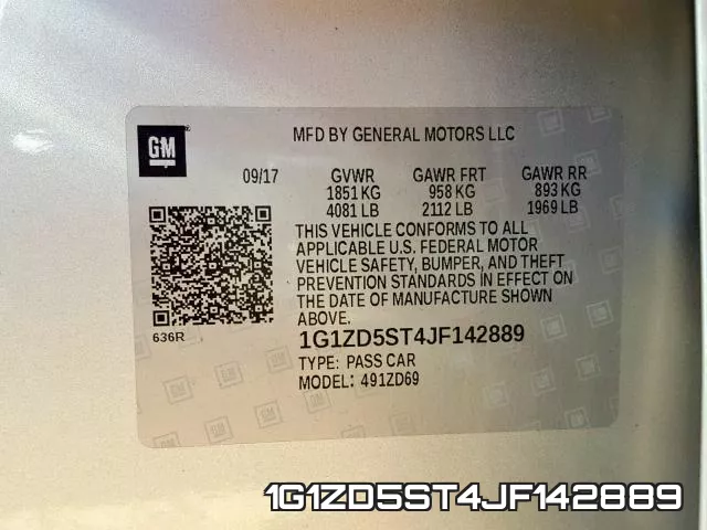 1G1ZD5ST4JF142889 фото 2