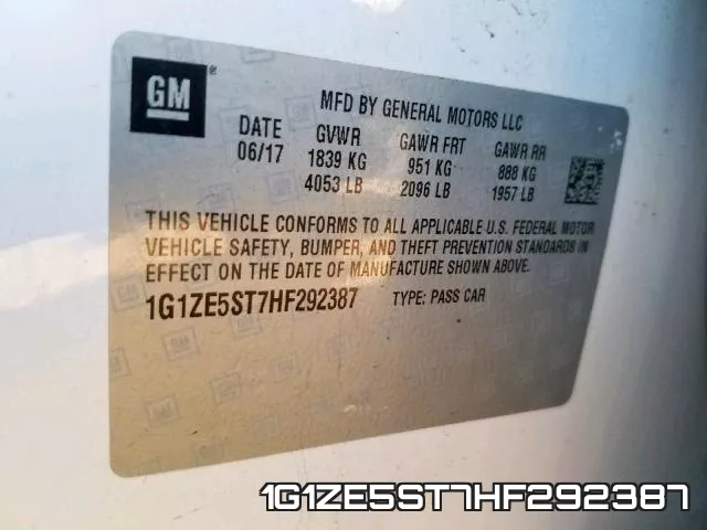 1G1ZE5ST7HF292387 фото 2