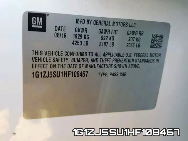 1G1ZJ5SU1HF108467 фото 2