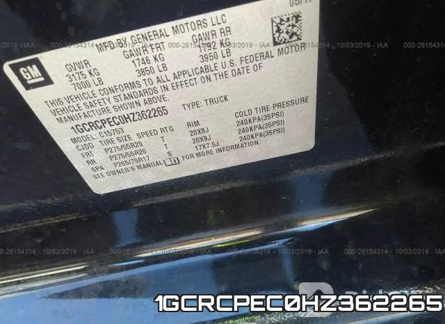 1GCRCPEC0HZ362265 фото 10