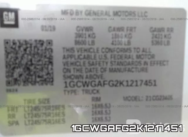 1GCWGAFG2K1217451 фото 10