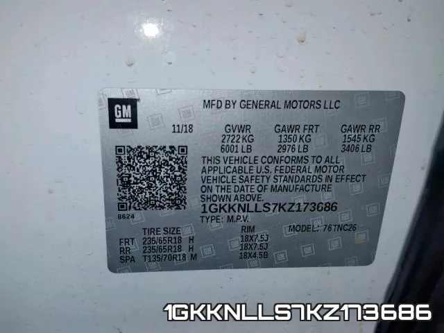 1GKKNLLS7KZ173686 фото 2