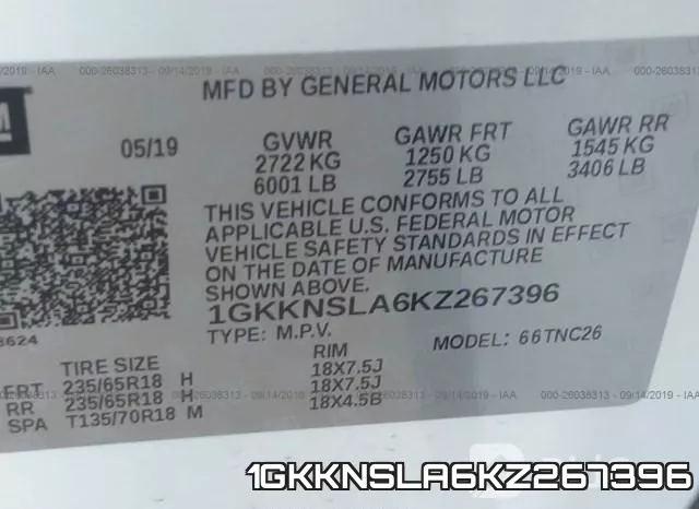 1GKKNSLA6KZ267396 фото 10