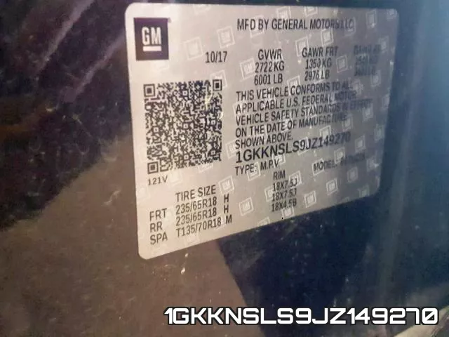 1GKKNSLS9JZ149270 фото 2