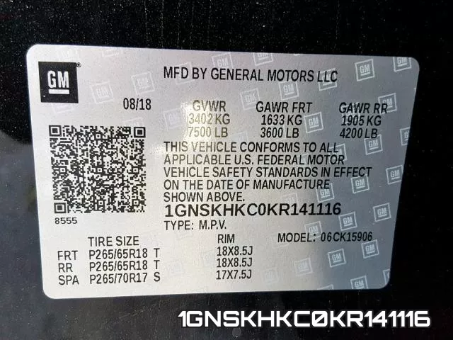 1GNSKHKC0KR141116 фото 2