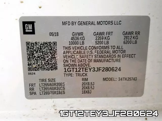 1GT12TEY3JF280624 фото 2