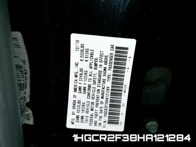 1HGCR2F38HA121284 фото 2