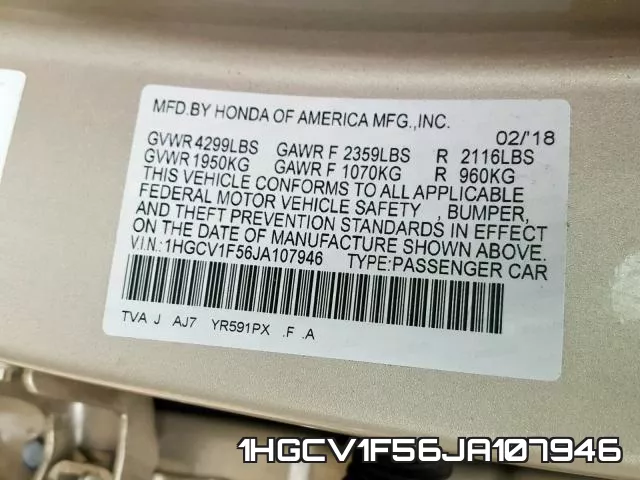 1HGCV1F56JA107946 фото 2
