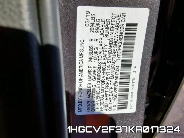 1HGCV2F37KA017324 фото 2