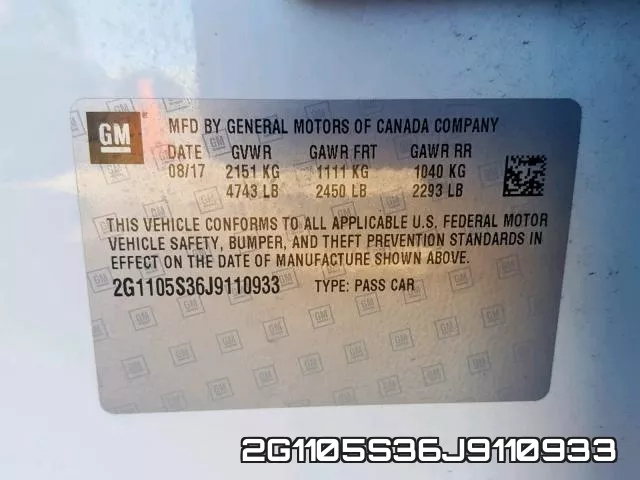 2G1105S36J9110933 фото 2