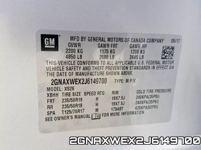 2GNAXWEX2J6149700 фото 2