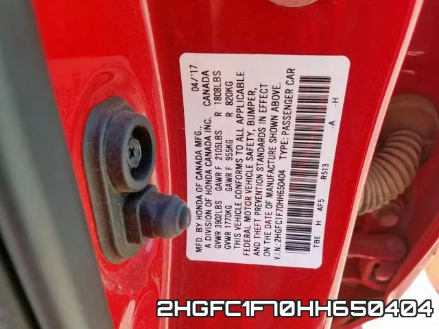 2HGFC1F70HH650404 фото 2