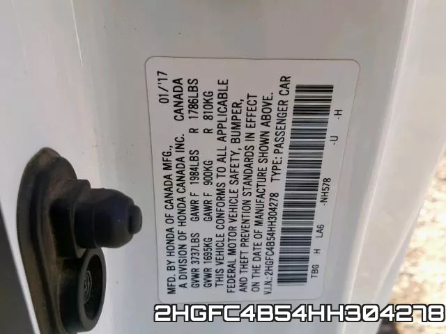 2HGFC4B54HH304278 фото 2