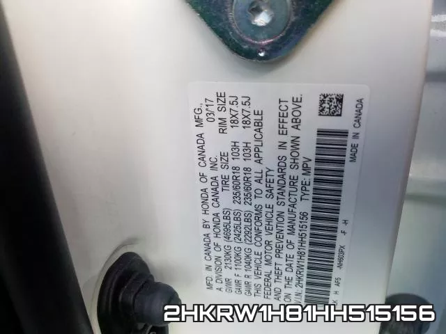 2HKRW1H81HH515156 фото 2