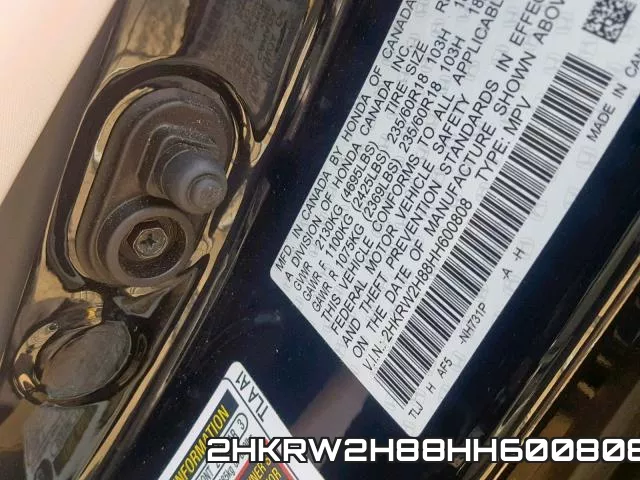 2HKRW2H88HH600808 фото 2