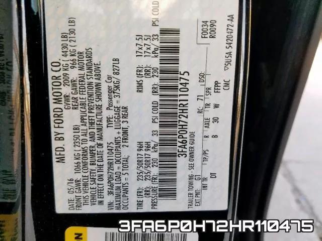 3FA6P0H72HR110475 фото 2