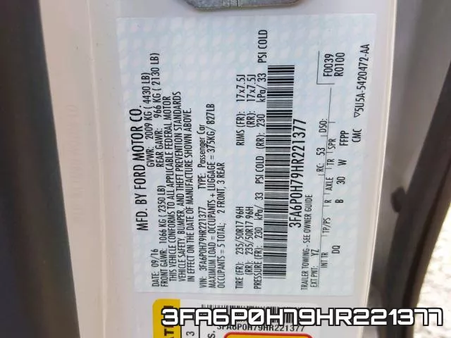 3FA6P0H79HR221377 фото 2