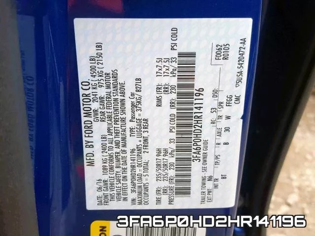 3FA6P0HD2HR141196 фото 2