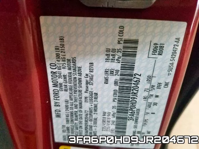 3FA6P0HD9JR204672 фото 2