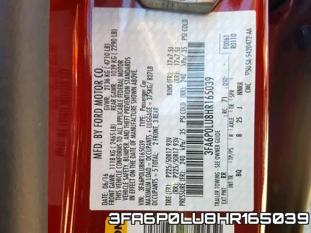 3FA6P0LU8HR165039 фото 2