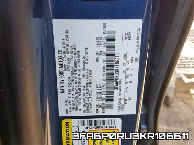 3FA6P0RU3KR106611 фото 2