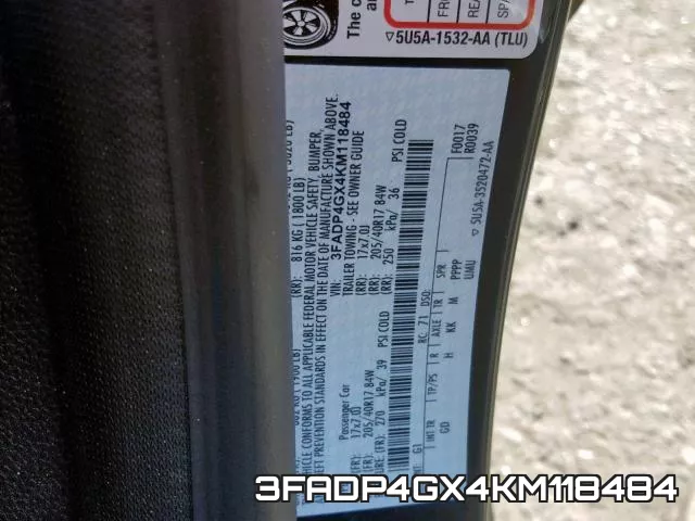 3FADP4GX4KM118484 фото 2
