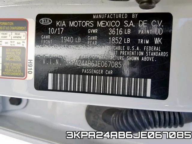 3KPA24AB6JE067085 фото 2