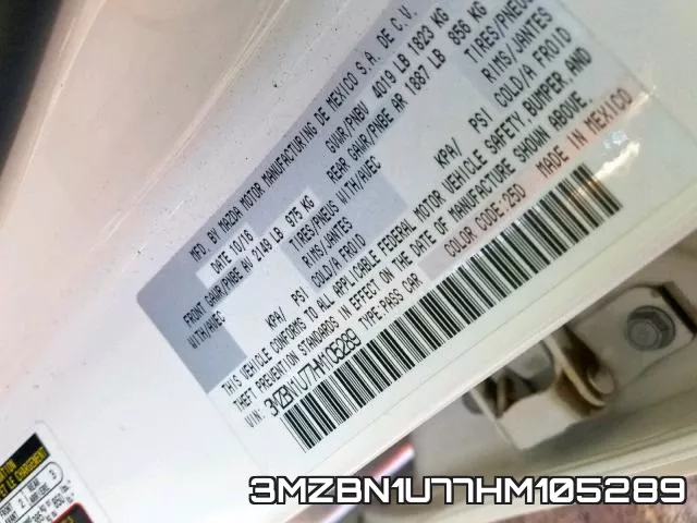 3MZBN1U77HM105289 фото 2
