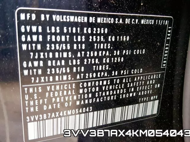 3VV3B7AX4KM054043 фото 2