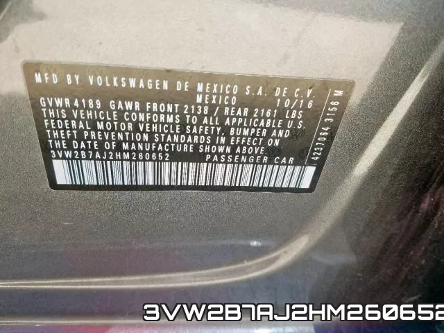 3VW2B7AJ2HM260652 фото 2