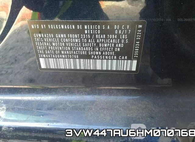 3VW447AU6HM070768 фото 10