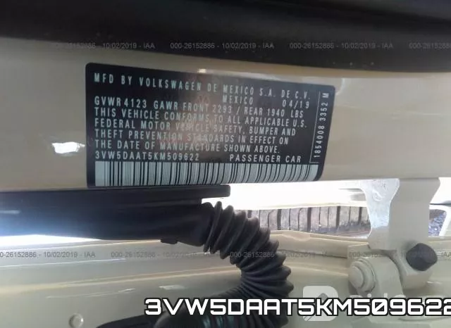 3VW5DAAT5KM509622 фото 10