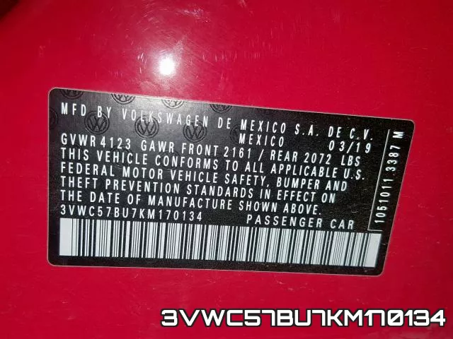 3VWC57BU7KM170134 фото 2