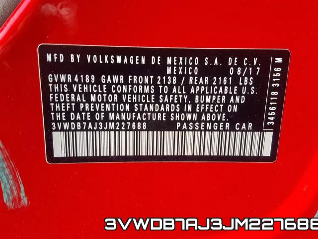 3VWDB7AJ3JM227688 фото 2