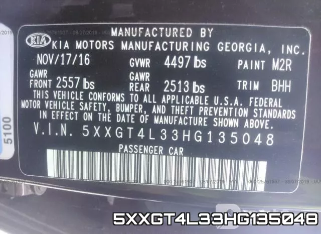 5XXGT4L33HG135048 фото 9