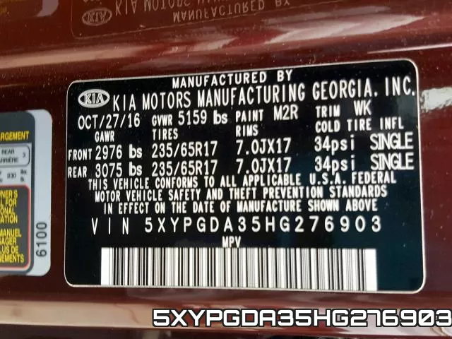 5XYPGDA35HG276903 фото 2