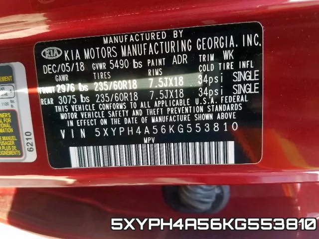5XYPH4A56KG553810 фото 2