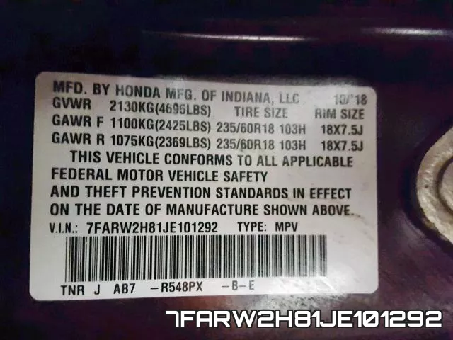 7FARW2H81JE101292 фото 2
