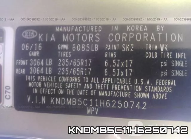 KNDMB5C11H6250742 фото 10